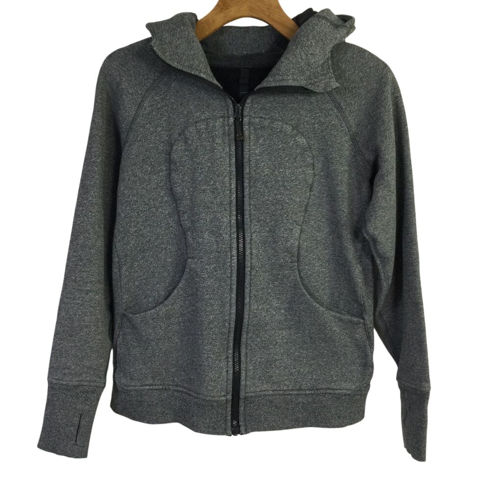 Lululemon Womens Scuba Full-Zip Hoodie Long Sleeves Heather Light Gray Size 10